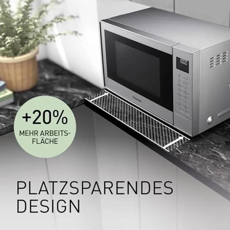 Panasonic NN-CT57 Mikrowelle mit Grill und Heißluft, Standgerät, 1000 Watt, Inverter Mikrowelle, 27 Liter Garraum, geringe Bautiefe silber – Bild 5