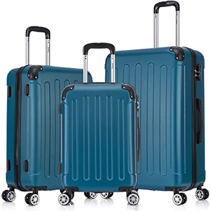 Flexot® F-2045 Koffer, Hartschale mit Zwillingsrollen, 3tlg Kofferset (Royal-Blau)