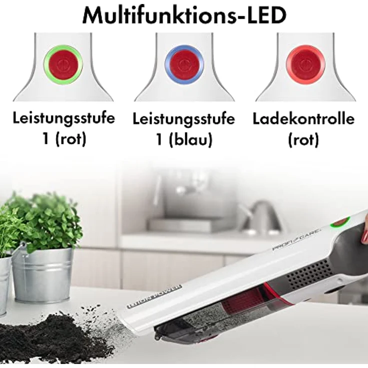 ProfiCare® Handstaubsauger beutellos für Auto und Haushalt, Handstaubsauger Akku inkl. 3 Düsen- und Bürstenaufsatz + Ladestation - kabelloser Handsauger mit bis zu 25 Minuten Laufzeit - PC AKS 3102 – Bild 5