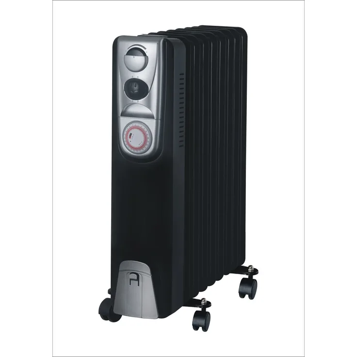 Guzzanti GZ409BT Öl-Heizlüfter, 2000 Watt Heizleistung, kompakte Bauweise, Schwarz, mit Thermostat und Überhitzungsschutz