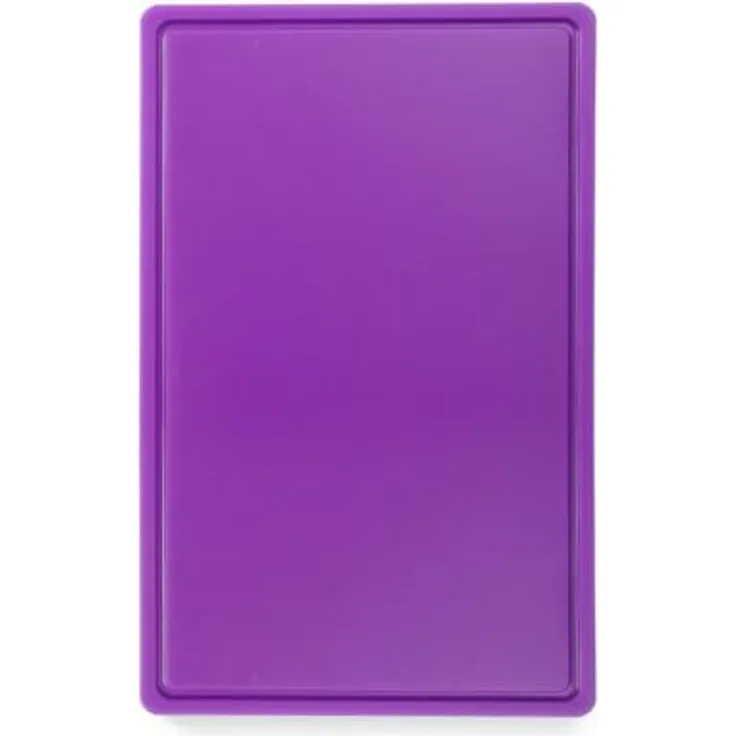 HENDI Schneidbretter, HACCP, Beidseitig nutzbar, eine Seite glatt-eine Seite mit Saftrille, für antiallergisch, GN 1/1, 530x325x(H)15mm, HDPE 500 Kunststoff, violett, purple
