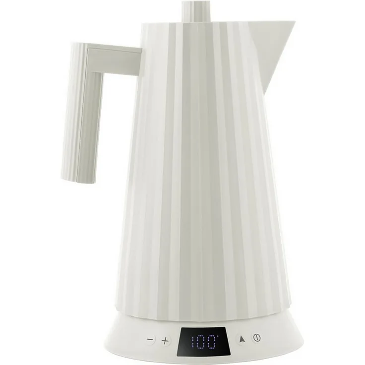 Alessi Wasserkocher Plissé 1.7l, einstellbar - Farbwahl, Mit Temperaturregler 30°C bis 100°C, Display - Weiß