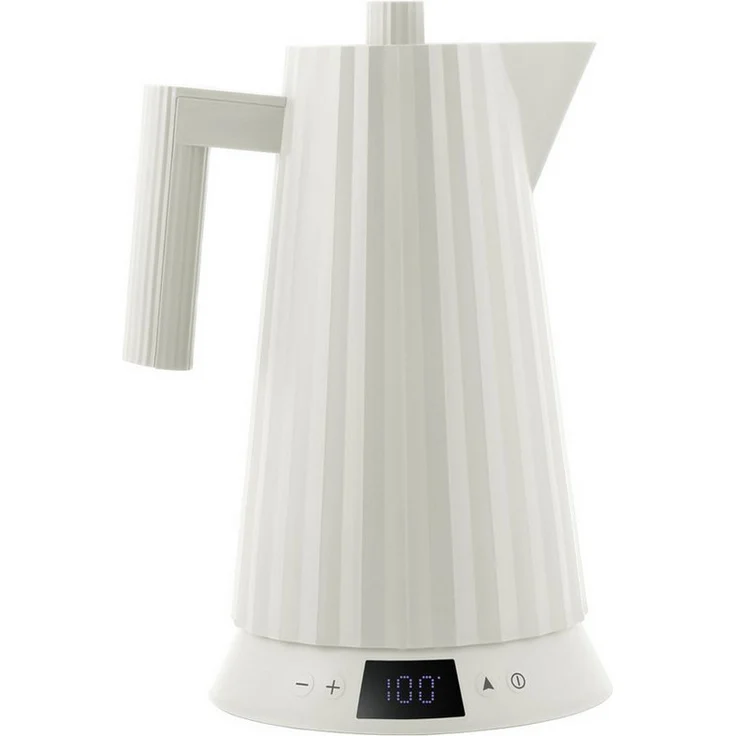 Alessi Wasserkocher Plissé 1.7l, einstellbar - Farbwahl, Mit Temperaturregler 30°C bis 100°C, Display - Weiß