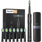 Fairywill Elektrische Zahnbürste, Sonic toothbrush with head set and case FW-E11 (black)