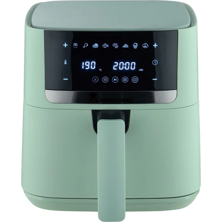 MasterPRO Heißluftfritteuse, 4 Liter mit 1350 Watt, modernes grünes Design ohne Öl