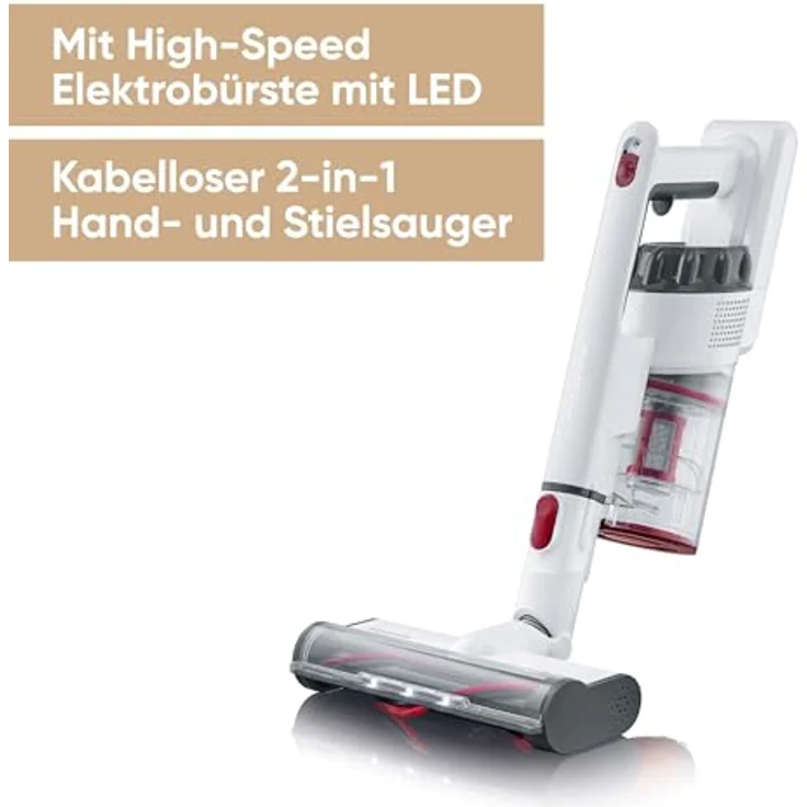 Severin HV 7152 S'Power Handstaubsauger, 40 min Akkubetrieb, Zyklon-Technologie, weiß-rot – Bild 12