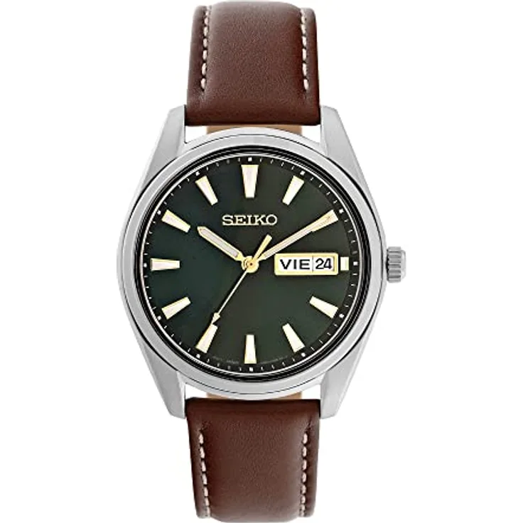 Seiko Herren-Uhr Quarz Edelstahl mit Lederband SUR449P1