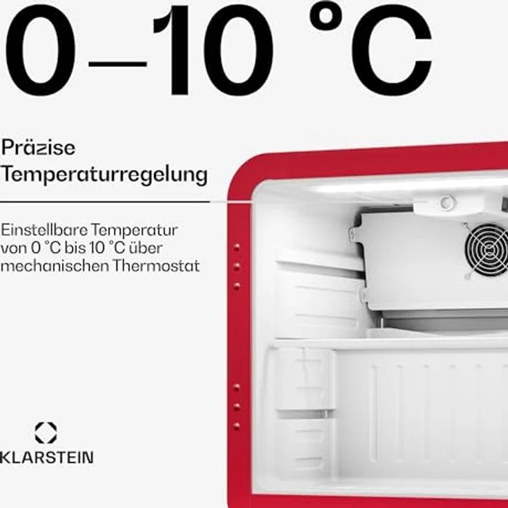 Klarstein Audrey Evo Getränkekühlschrank, 45 L, Glastür, einstellbare Temperatur 0–10 °C, LED-Beleuchtung, leiser Betrieb – Bild 4