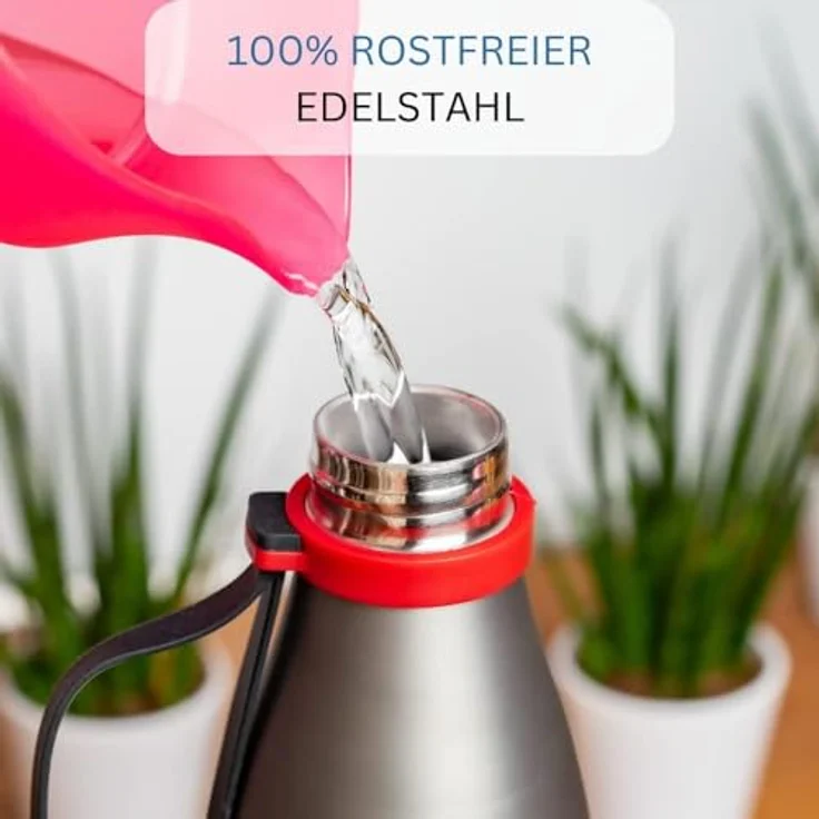 Westmark Isolier--Thermo-Trinkflasche, hält 8 Std. warm-kalt, kohlensäurefest, 550 ml, Rostfreier Edelstahl-Silikon-Kunststoff, BPA-frei, Viva, Anthrazit-Rot, 5282226A – Bild 5