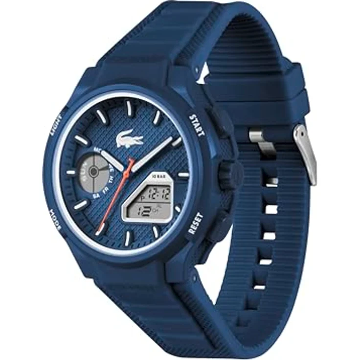 Lacoste LC33 Analoge-Digitale Multifunktions-Quarzuhr für Herren mit Blauem Silikonarmband, 44mm Gehäuse, 10ATM wasserdicht – Bild 3