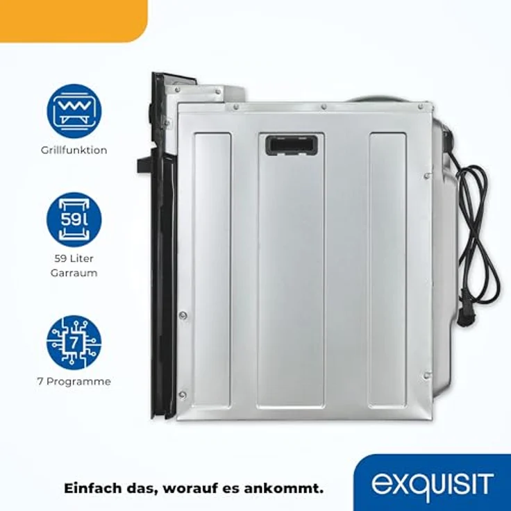 Exquisit Einbaubackofen EBE255-U-020 Schwarz | 59,0 l Garraum | Umluft | Energieeffizienzklasse A – Bild 3