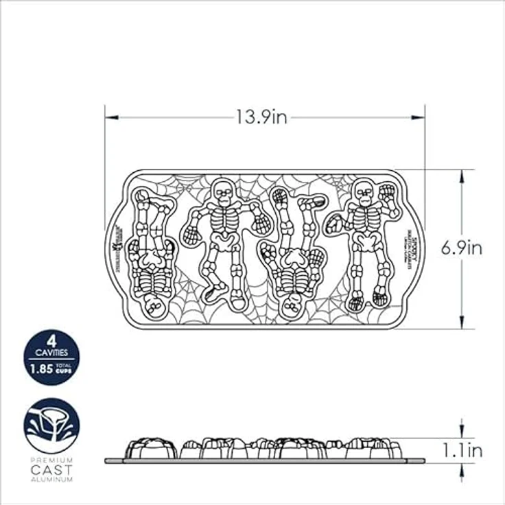 Nordic Ware 93548 Gruselige Skelett-Kuchenform, Aluminium, bronzefarben – Bild 4