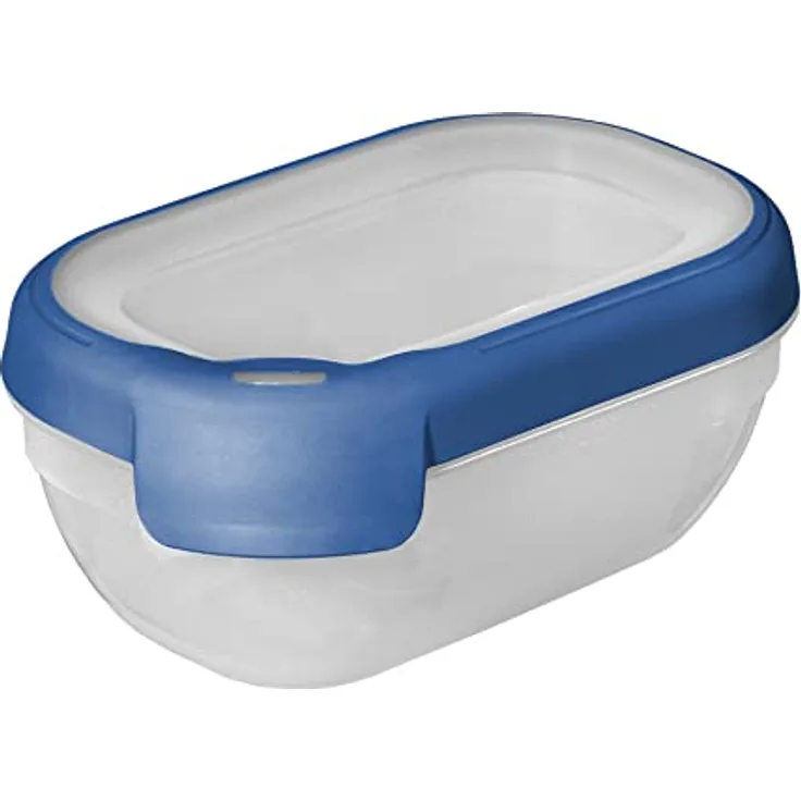 Curver Grand Chef Frischhaltebehälter rechteckig 0,5L, transparent dunkelblau mit 100% recyceltem Polypropylen, spülmaschinen- und mikrowellengeeignet