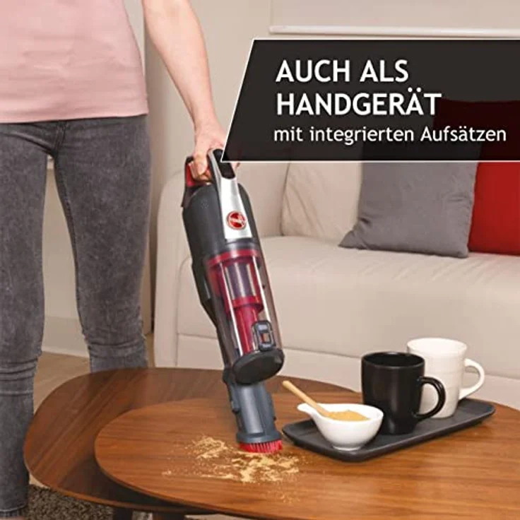 Hoover H-FREE 500 HOME Akku-Staubsauger ohne Beutel – bis zu 30 Min. Laufzeit – komprimierbar für kompaktes Verstauen – kabelloser Staubsauger mit LED & Parkfunktion – auch als Handstaubsauger – Bild 2