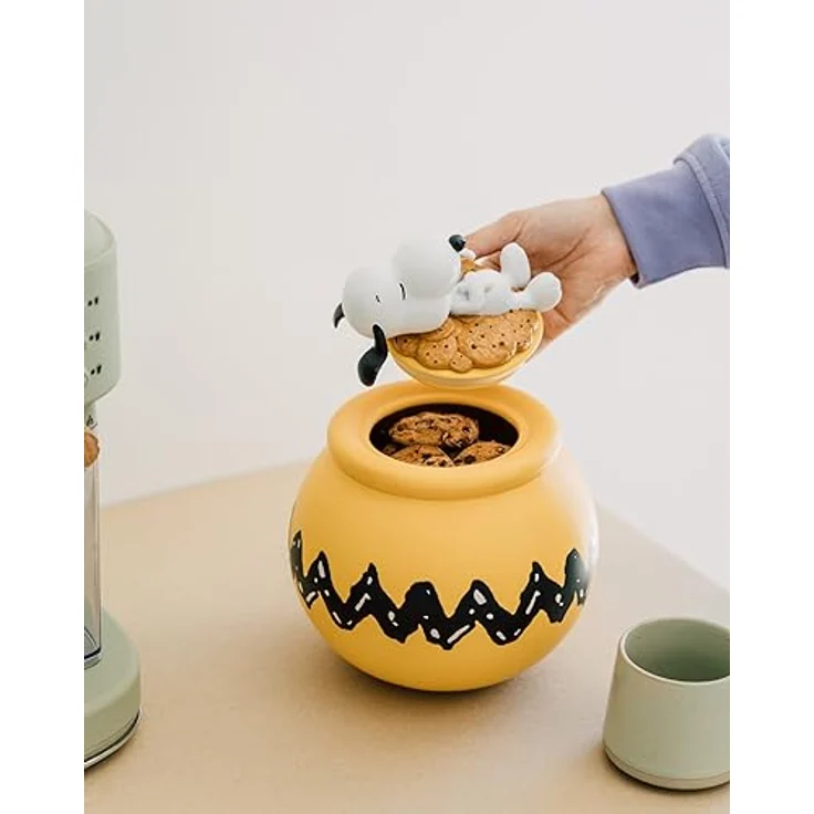 Grupo Erik Keksdose Keramik Snoopy, Vorratsbehälter mit Deckel, groß 20,5 x 24,6 cm, sonnengelb, luftdicht für frische Kekse, offizieller Peanuts Merchandise – Bild 5