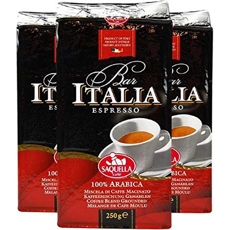 SAQUELLA Espresso Bar Italia 100% Arabica, 250g gemahlen