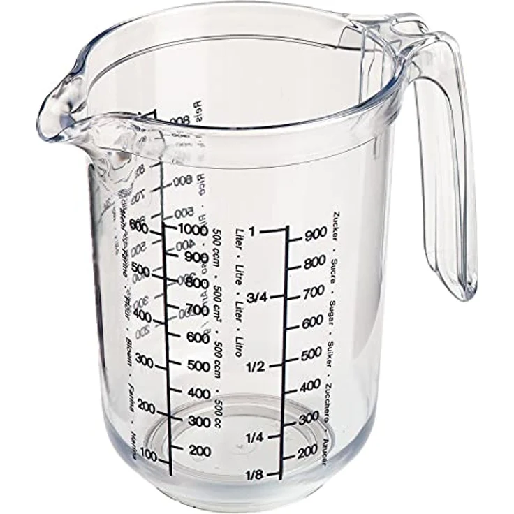 Westmark Back-Set, 4tlg. bestehend aus Rührschüssel (3,5L), Quirltopf (1L), Messkanne (1L) und Schaber/Kuchenlöser, Kunststoff, Weiß/Rot/Transparent, 315522E7 – Bild 3