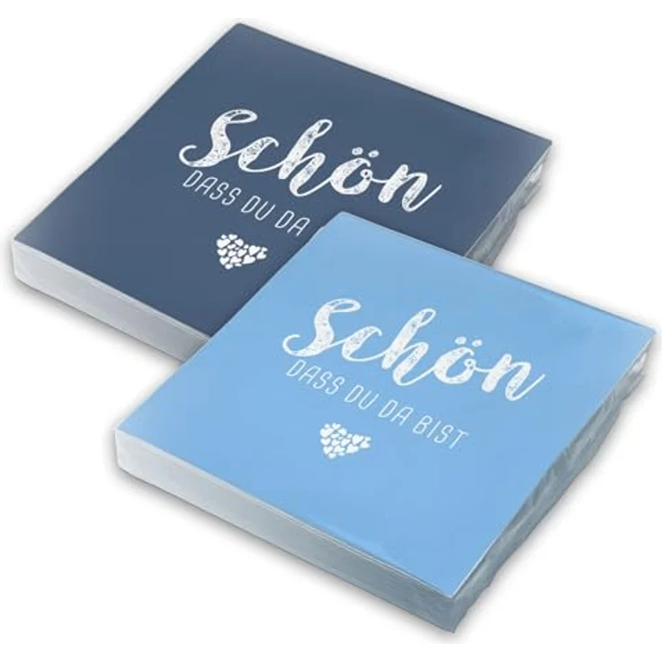 itenga Servietten Schön dass du da bist, 3-lagig, 30 x 30 cm, 40 Stück (20x Dunkelblau, 20x Hellblau) für Kommunion, Konfirmation, Hochzeit und Taufe – Bild 1