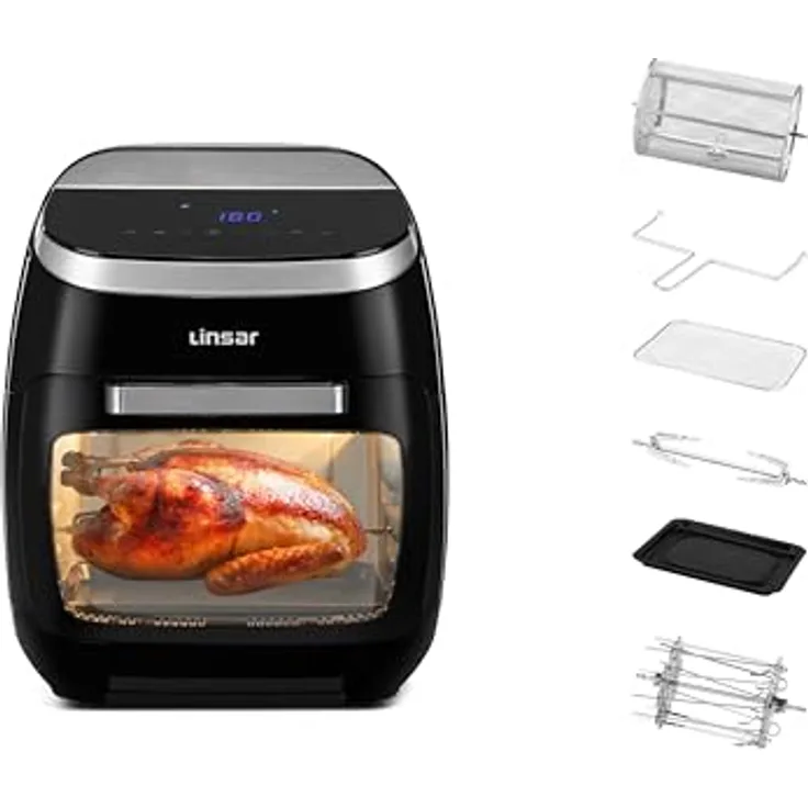 Linsar Heißluftfritteuse 11L mit VORTX-Technologie - Komplettes Zubehör-Set - Präzise Temperaturkontrolle 65-200°C - 8 Vorprogrammierte Einstellungen - 2000W