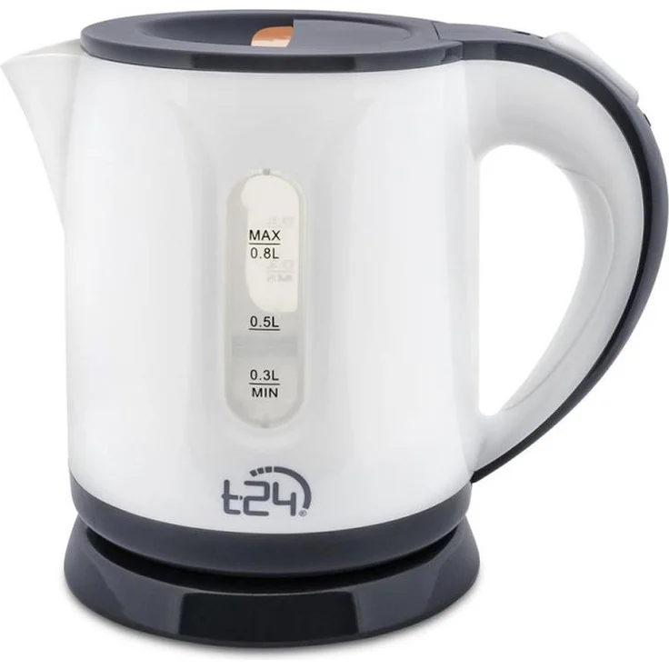 emeco Mini Wasserkocher 0,8 Liter 1100 Watt kabellos für Camping, grau