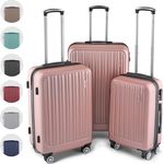 Easy Move ABS Hartschalenkoffer [ERGONOMISCH & SICHER] - Großer Trolley Koffer mit 360° Rädern, Zahlen Schloss - reisekoffer groß, hartschalenkoffer, Luggage (Pink, Set) *