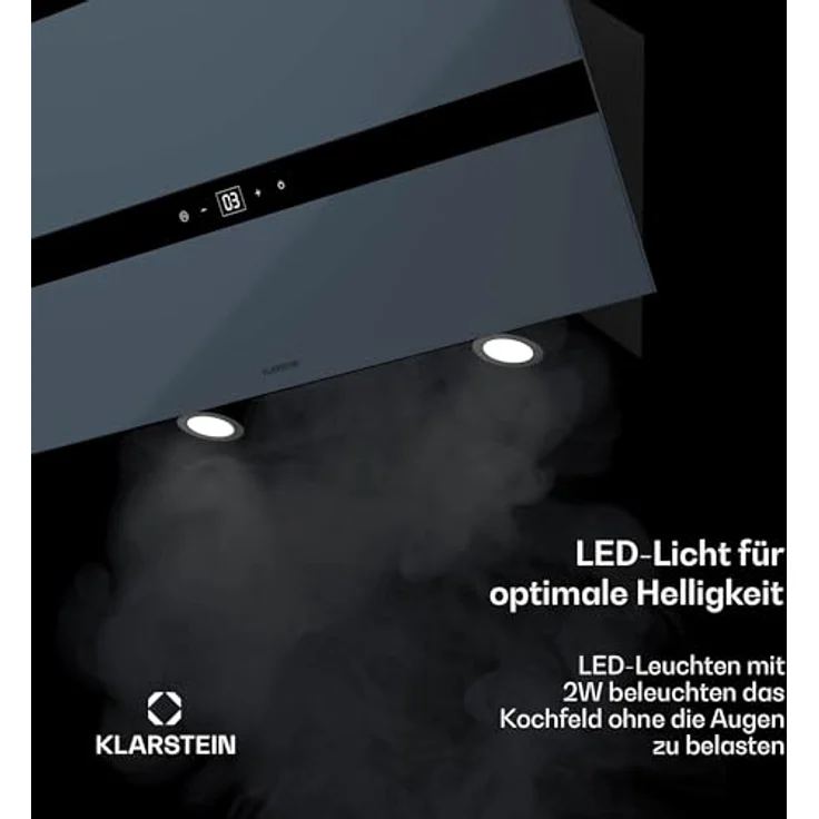 Klarstein WiFusion Dunstabzugshaube - 90 cm, WLAN-Steuerung, 690 m³/h Luftstrom, A++ Energieeffizienz, LED Beleuchtung, Touch-Bedienfeld, Schwarz, Abluft & Kohlefilter – Bild 5