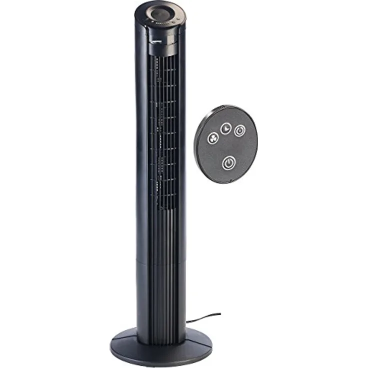 Sichler Haushaltsgeräte Turmventilator VT-315.TU, 90°-Oszillation, 55 Watt, mit Magnet-Fernbedienung (Schwarz)