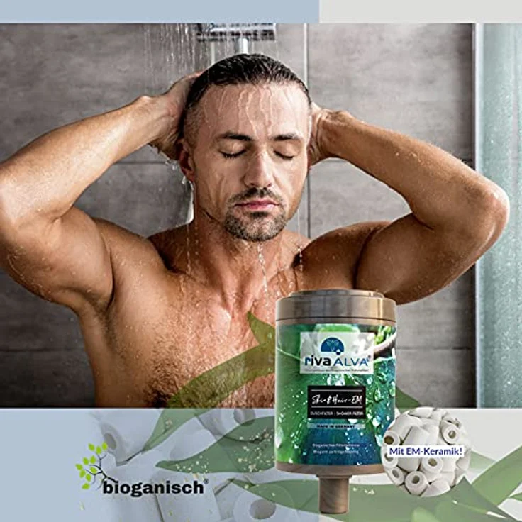 Riva rivaALVA Skin & Hair EM Duschfilter mit EM-Keramik, Filtereffizienz und Wasservitalisierung, schwarz – Bild 8