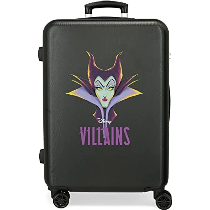Disney Villains Maleficent mittelgroßer Koffer, Schwarz, 46 x 65 x 23 cm, starres ABS, seitliches Zahlenschloss, 56 l, 3 kg, 4 Doppelräder