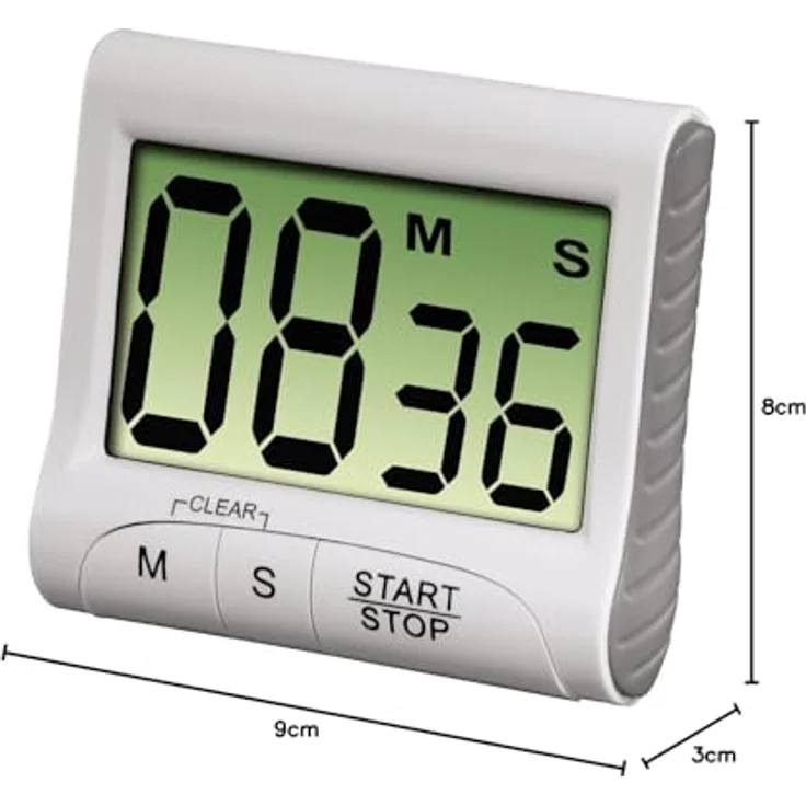 Xavax Digitaler Küchentimer mit Timer- und Stopp-Uhr-Funktion (Befestigung via Magnet, Clip, Hänger oder Aufsteller) batteriebetrieben, weiß – Bild 6