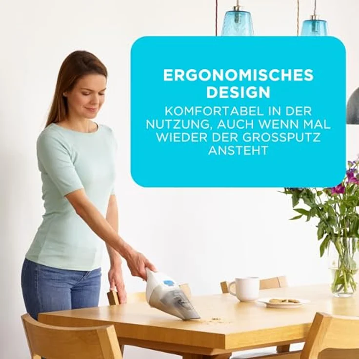 Black+Decker Akku-Handstaubsauger Dustbuster (3,6V Lithium, Handsauger beutellos + kabellos, breite Saugöffnung, Abnehmbarer Staubfangbehälter, inkl. Ladekabel) NVC115JL – Bild 5