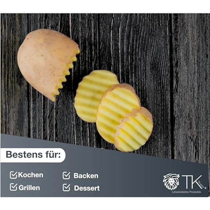 Premium Wellenschneider - Gemüseschneider für Kartoffeln, Pommes - aus Edelstahl - Wellenschnittmesser & Riffelmesser & Wellenmesser – Bild 4