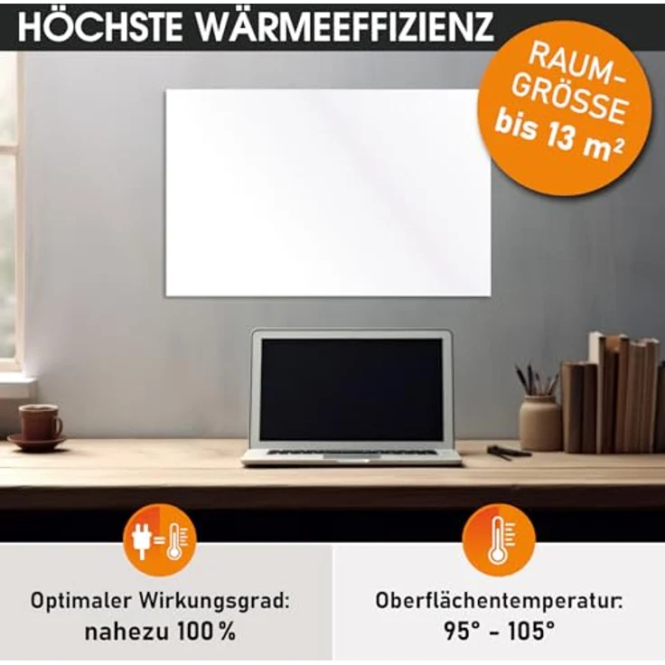 BRAST Infrarotheizung mit Thermostat | 700 Watt | Made in Europe | hoher Wirkungsgrad | Ultraflache Bauweise | IP-TH 700 – Bild 4