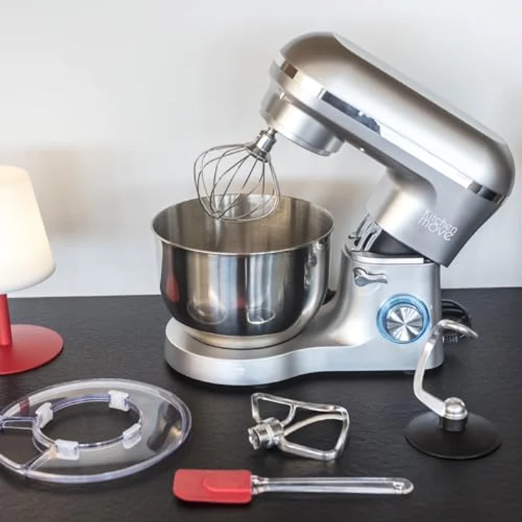 Kitchen Move Küchenmaschine, 1500W, 5,5L Edelstahlschüssel, 6 Geschwindigkeiten, Puls-Funktion, silber – Bild 6