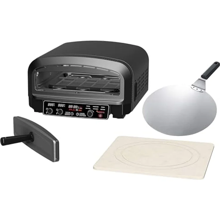 TurboTronic TT-PO14, Pizzaofen bis 450°C für 37cm Pizzen mit Pizzastein, 2200W elektrisch, Indoor/Outdoor, 6 Programme, mobiler Mini Backofen – Bild 9