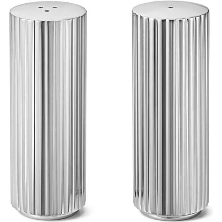 Georg Jensen BERNADOTTE Salz und Pfefferstreuer, Pfeffermühle + Salzmühle, Silber, historisches Design mit quadratisch zylindrischen Formen – Bild 1