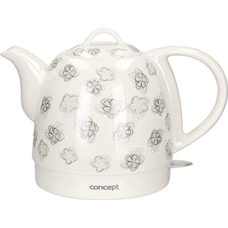 CONPT Hausgeräte RK0010ne Keramik Wasserkocher, Einzigartiges Design, attraktivem Blumendesign, 1 L, Weiß, 1100 W – Bild 3