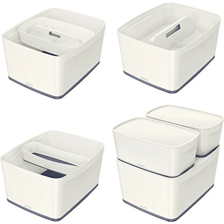 Leitz Mybox geräumige Aufbewahrungsbox mit Deckel, platzsparend, 2 Stück, grau – Bild 2
