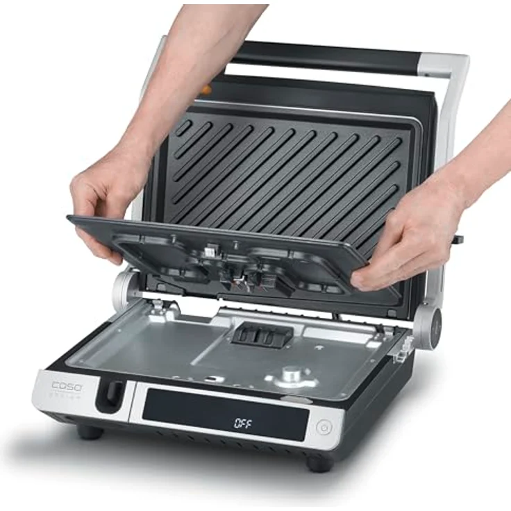 Caso SteakMaster Pro, 3-in-1 Doppel-Kontaktgrill mit Digital-Touch, Grillthermometer, Antihaftplatten, 2000W, 80-240°C, PFAs-frei, spülmaschinengeeignet – Bild 5