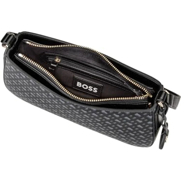 Hugo Boss Liriel S MG, elegante Umhängetasche aus teil-recyceltem Kunstleder, schwarz, 25 x 6 x 13 cm – Bild 3
