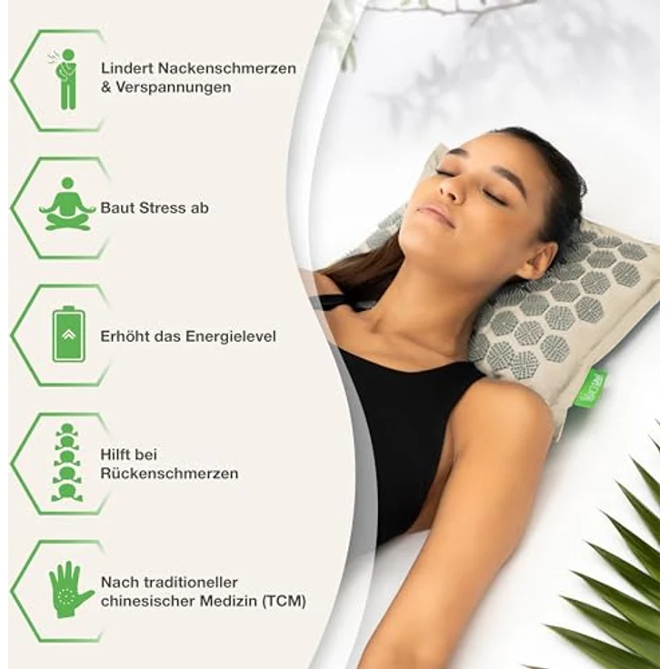 BACKLAxx® Akupressurmatte mit Kokosfaserfüllung und Akupressur Kissen aus Naturlatex, umweltfreundliches Halbleinen, 6.960 und 3.312 Stacheln, nachhaltig – Bild 2