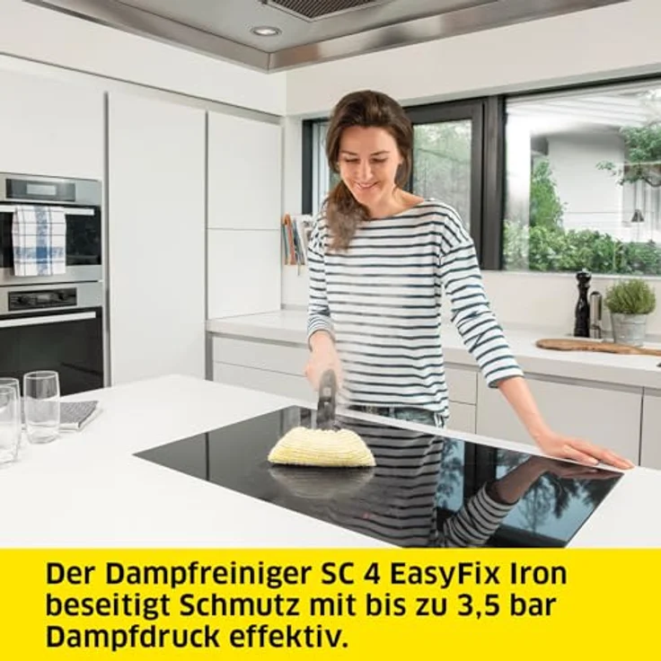 Kärcher Dampfreiniger SC 4 EasyFix Iron, Dampfdruck: 3,5 bar, Aufheizzeit: 4 min., Leistung: 2.000 W, Flächenleistung: 100 m², 2-Tank-System: 0,5 l + 0,8 l, Bodendüse EasyFix, Dampfdruck-Bügeleisen – Bild 2