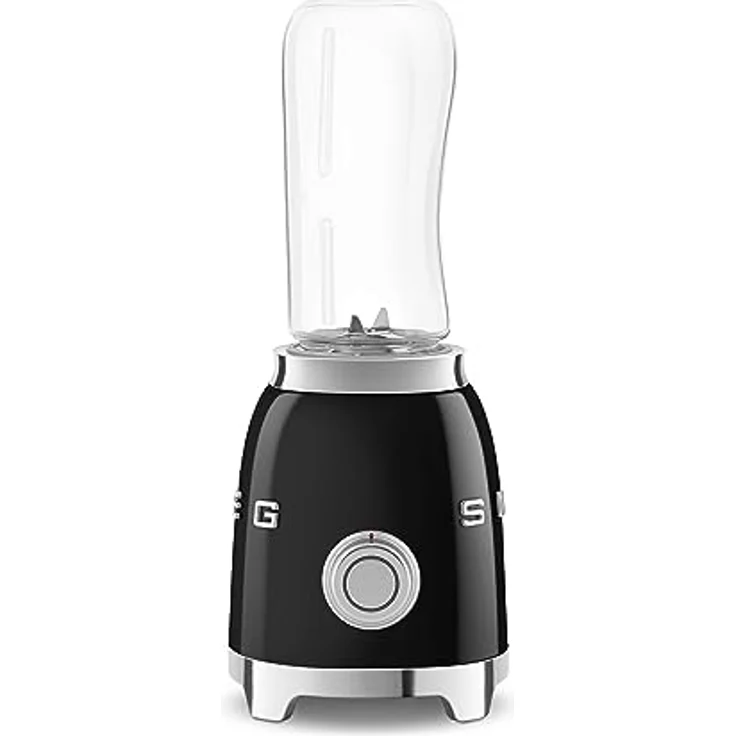 Smeg PBF01PBLEU Smoothiemaker, 300 Watt, inkl. 2 x 600 ml To-Go-Trinkflaschen, 2 Geschwindigkeiten, Edelstahl, schwarz, Serie: PBF01 – Bild 2
