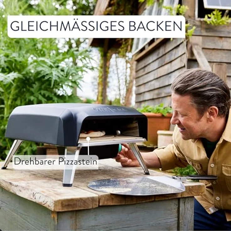 Tefal Jamie Oliver Pizzaofen JM4168D0, Gas-Pizzaofen mit 360° drehbarem Pizzastein, kompaktes Design, inkl. Pizzaschaufel – Bild 3