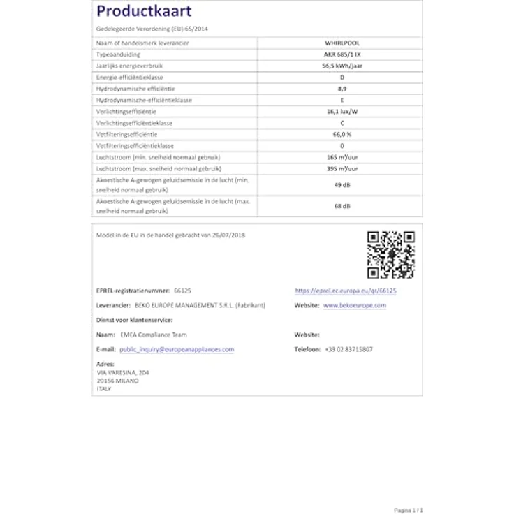 Whirlpool AKR 685/1 IX, Dunstabzugshaube mit 395 m³/h, wandmontiert, Edelstahl, Abluft/Umluft, LED-Beleuchtung – Bild 5