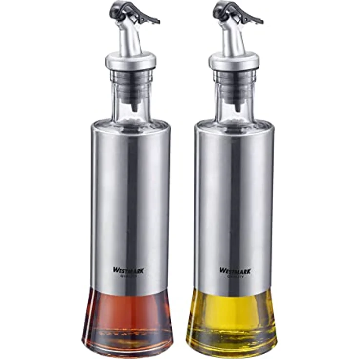 WESTMARK Ölspender Essig- und Ölspender, 2tlg., Einhandbedienung, transparent/silber/schwarz – Bild 4