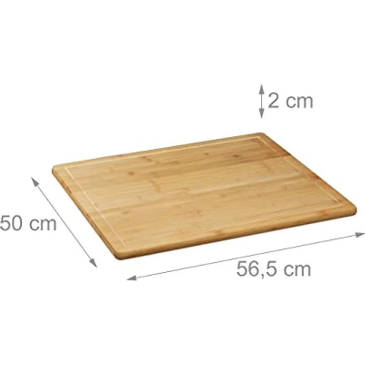 Relaxdays Schneidebrett Bambus, antibakteriell, Saftrille, Küchenbrett oder Herdabdeckung, HBT: 2 x 56,5 x 50 cm, natur – Bild 5