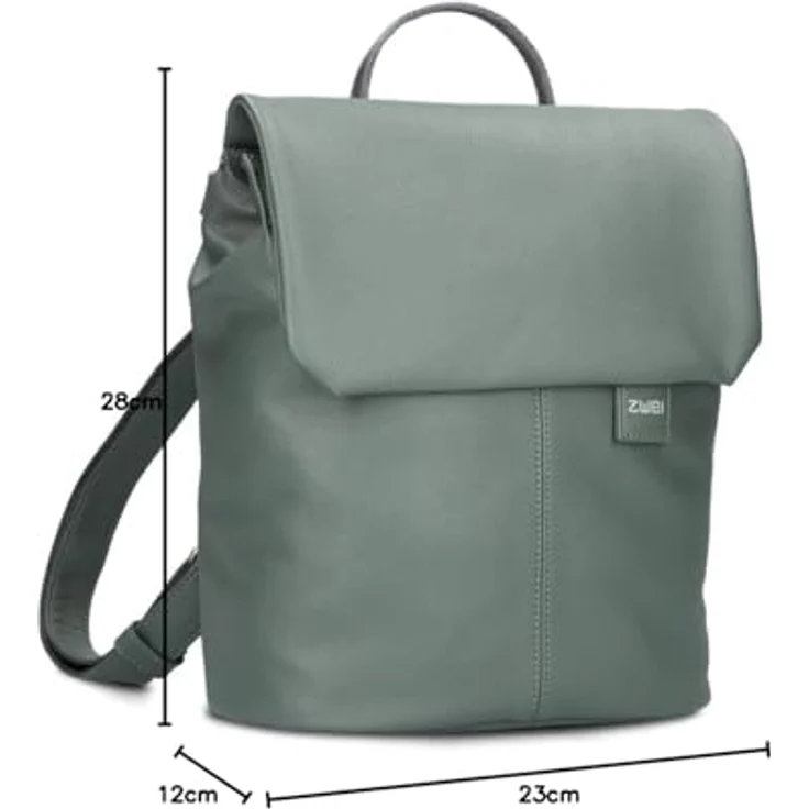 Zwei Mademoiselle.M City Rucksack, 29 cm, grün, 100% Polyurethan, Eucalyptus Design – Bild 6