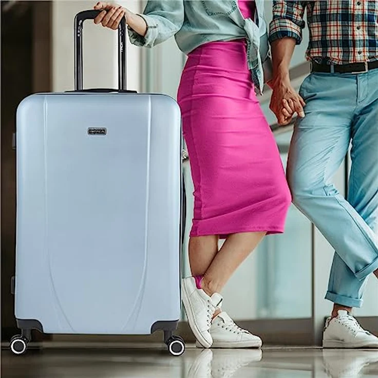 ITACA - Koffer Groß 4 Räder Großer Koffer Leichte - Reisekoffer Groß für Flugzeuge Koffer Hartschale mit Geprüftem Schloss - Handgepäck Koffer 71170, Hellblau – Bild 2