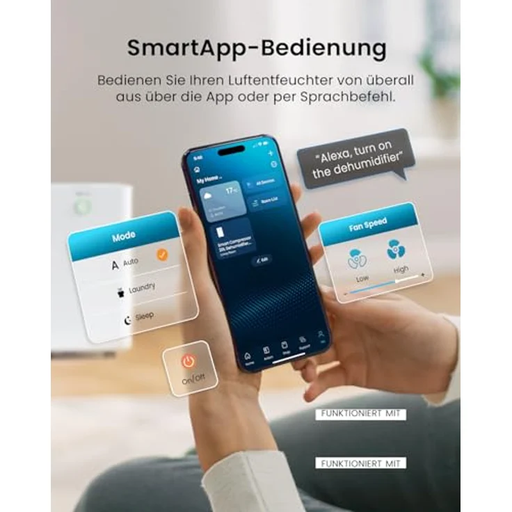 Pro Breeze OmniDry Luftentfeuchter, 20L Entfeuchtungsleistung in 24h, smarte App & WLAN, 4L Wassertank, Wäschemodus, leise mit 36dB – Bild 4